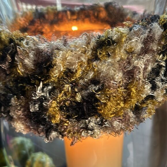 Hand Crafted silk and nylon stretch headband cowl green black mocha ivory Large - Picture 6 of 13